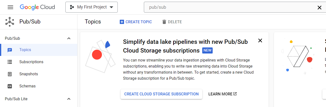 Create Topic in Google Cloud