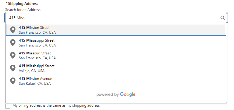 Address Component for Screen Flows