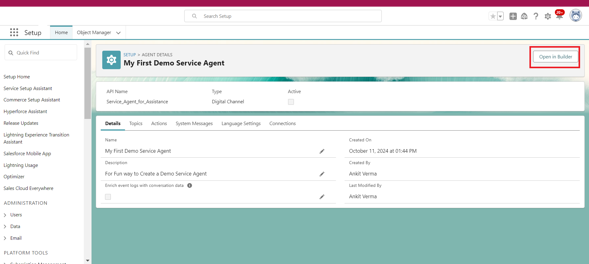 Steps to Create a Basic Service Agent - Step 4